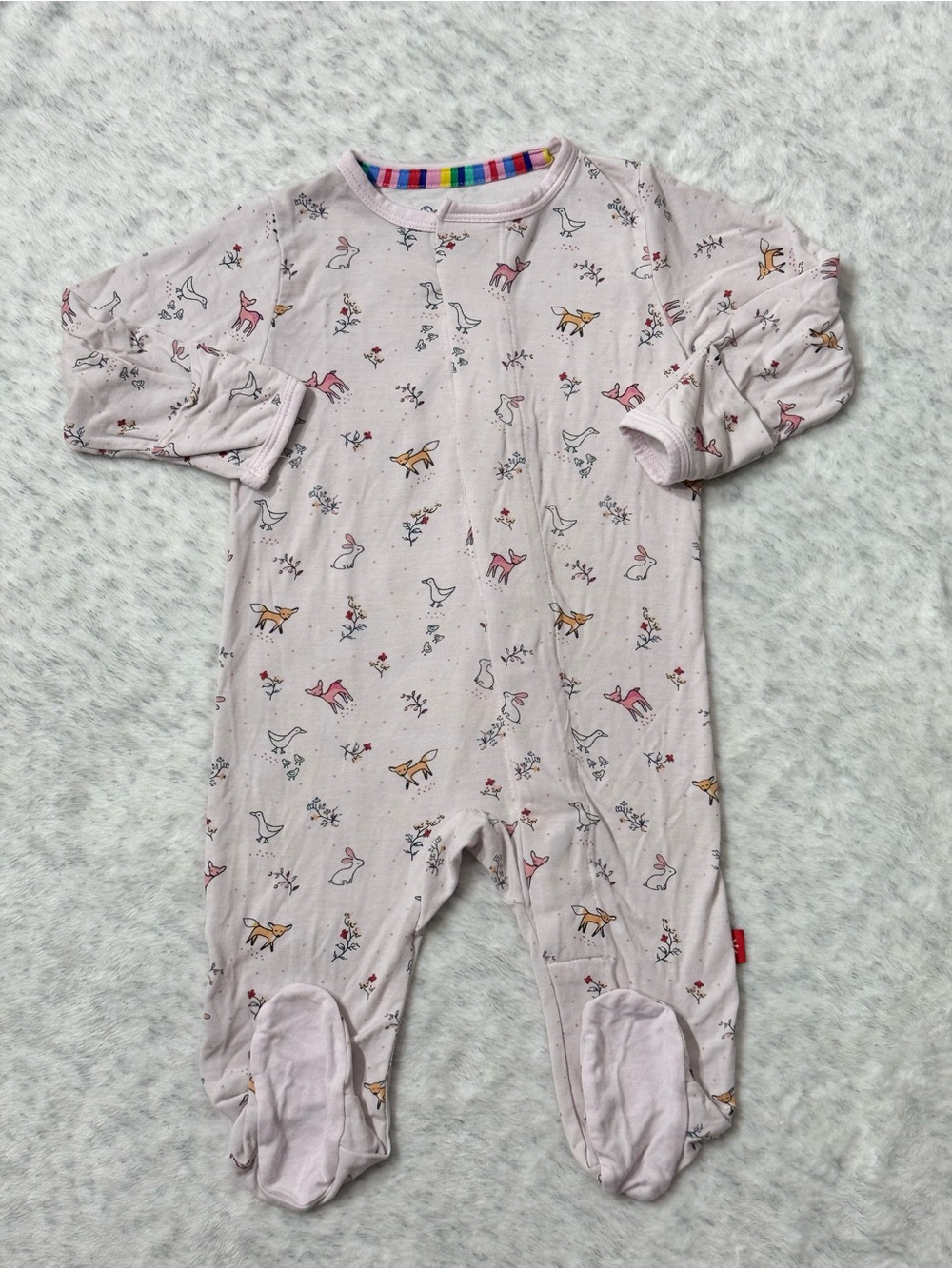 Magnetic Me Pink Woodland Creatures Footie Sleeper 0-3M Baby Girl Modal Forest